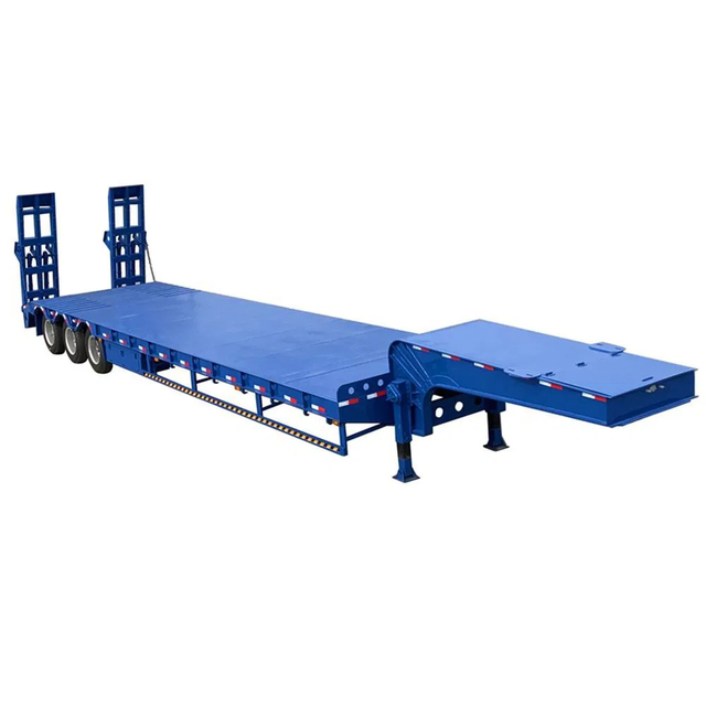 3 Axle 60 Ton Lowbed Semi Trailer Heavy Duty Excavator Transport Trailer